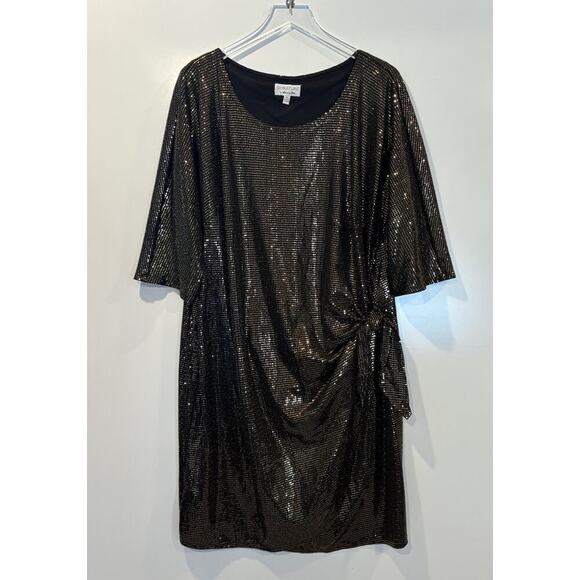 Signature by Robbie Bee Gold Metallic Sarong Wrap Dress Womens Size 2X (L) - Picture 4 of 8